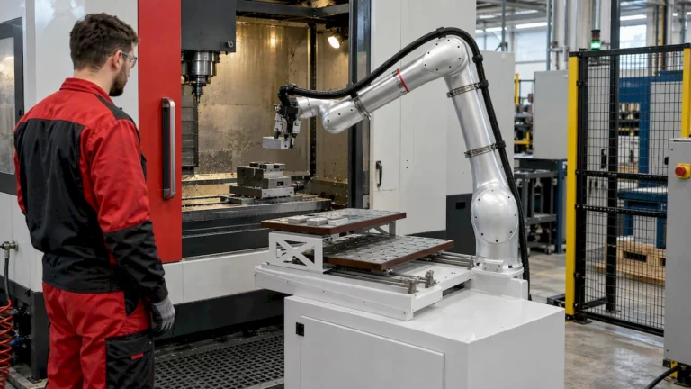 Technews 5 CoboCNC dostarcza detal do centrum obróbczego