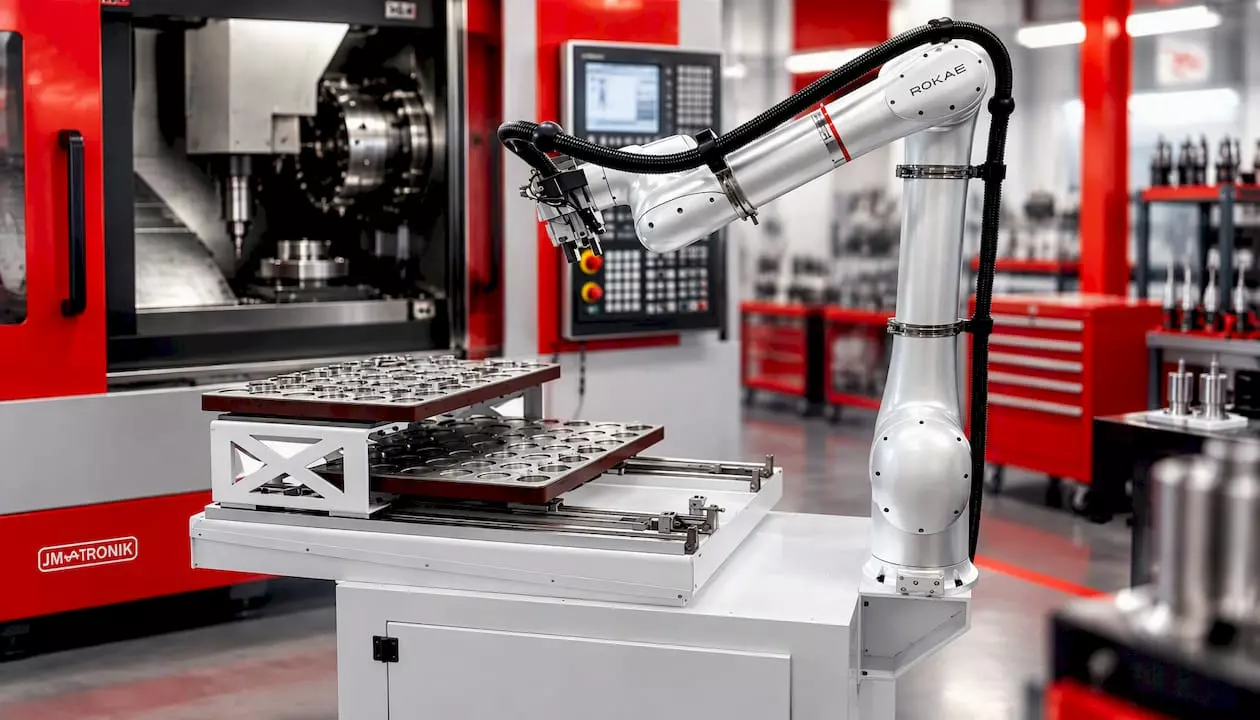 Wdrożenie cobota do obsługi CNC: pilotaż, FAT i SAT oraz stabilne mocowanie detalu 3 CoboCNC – cobot do maszyn cnc